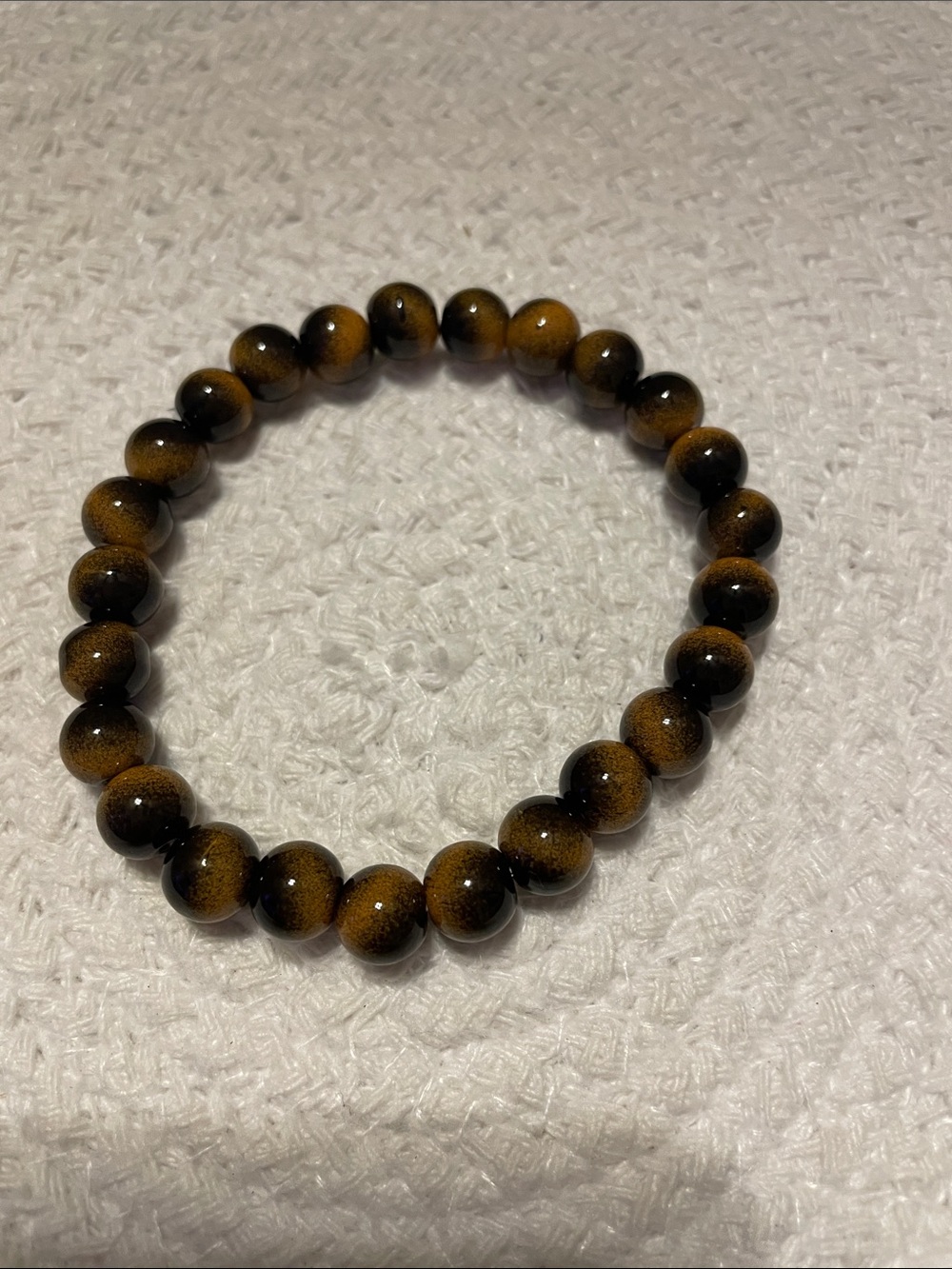 Black Onyx & Tiger Eye Beaded Stretch Bracelets, set of 3 - Picture 3 of 6